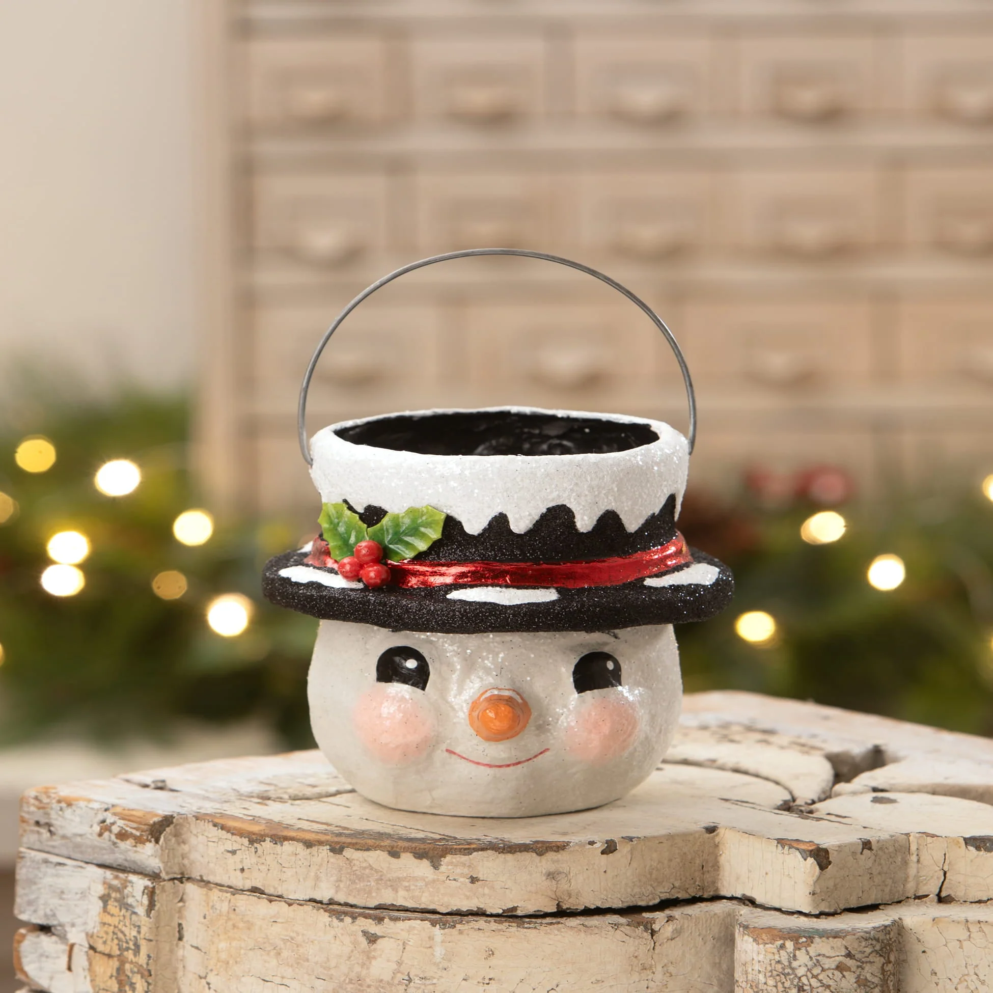 Small Holly Hat Snowman - Image 4