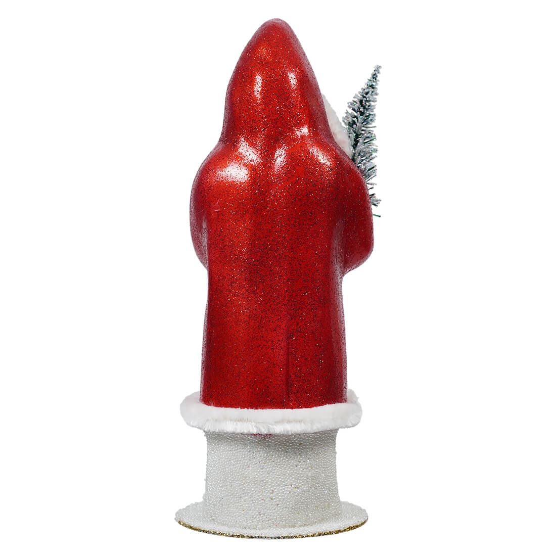 Ino Schaller Beaded & Glittered Red Cardinal Santa Holding Tree - Image 3