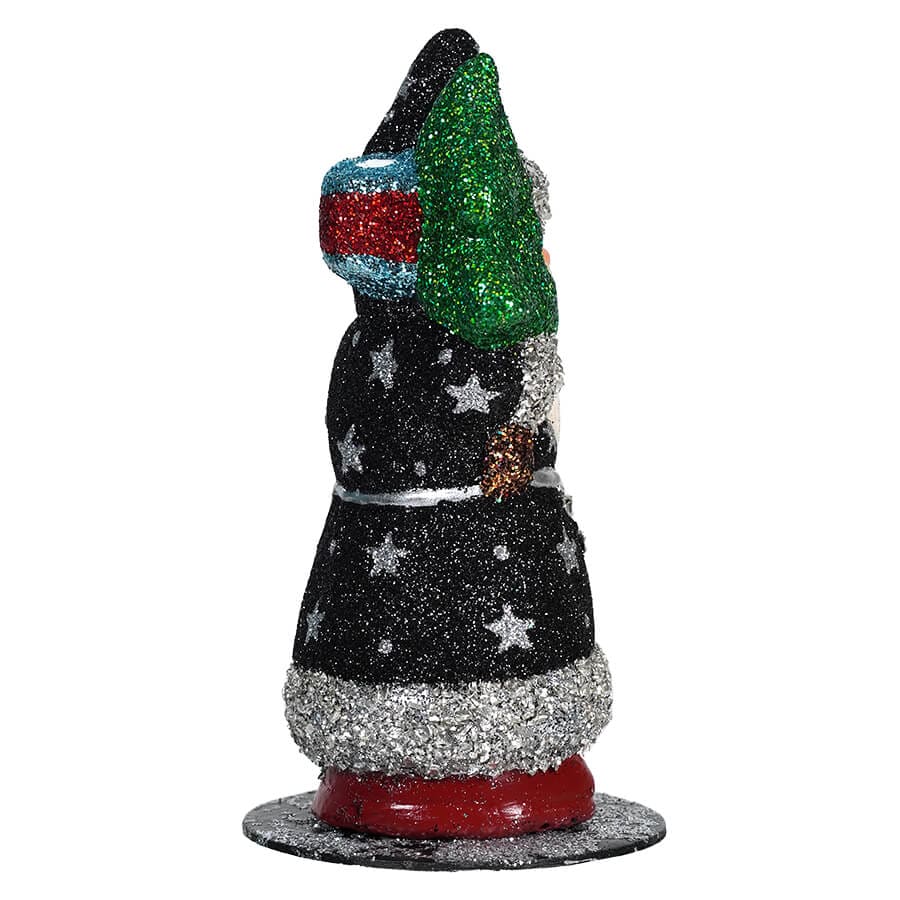 Ino Schaller Black Glitter Starry Night Santa Holding Tree - Image 2