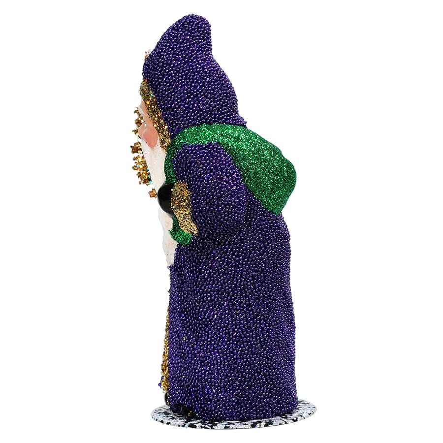 Ino Schaller Dark Purple Beaded & Glittered Santa Holding Gold Tree - Image 2