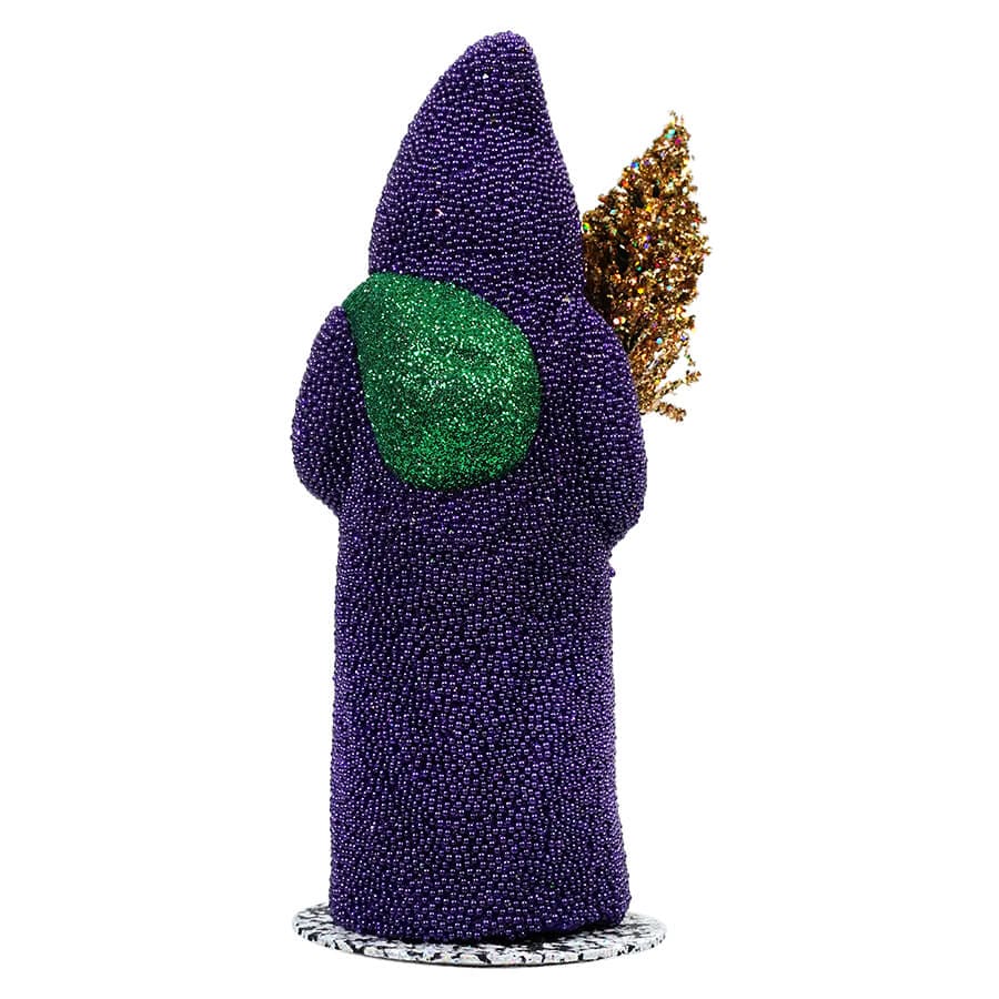 Ino Schaller Dark Purple Beaded & Glittered Santa Holding Gold Tree - Image 3