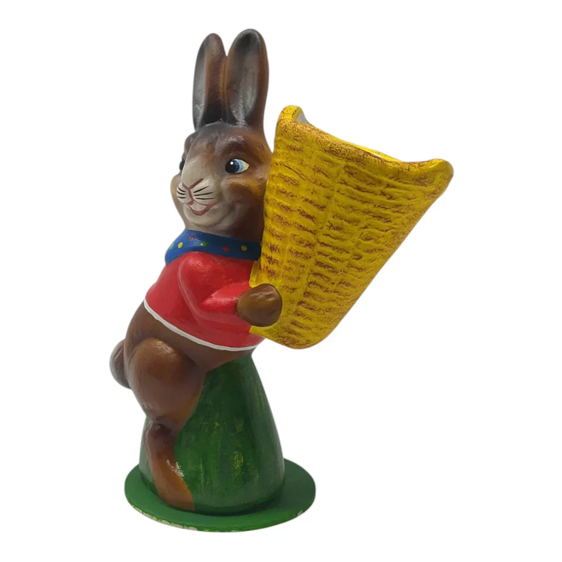 Ino Schaller Easter Bunny Rabbit With Yellow Basket German Paper Mache - Image 2