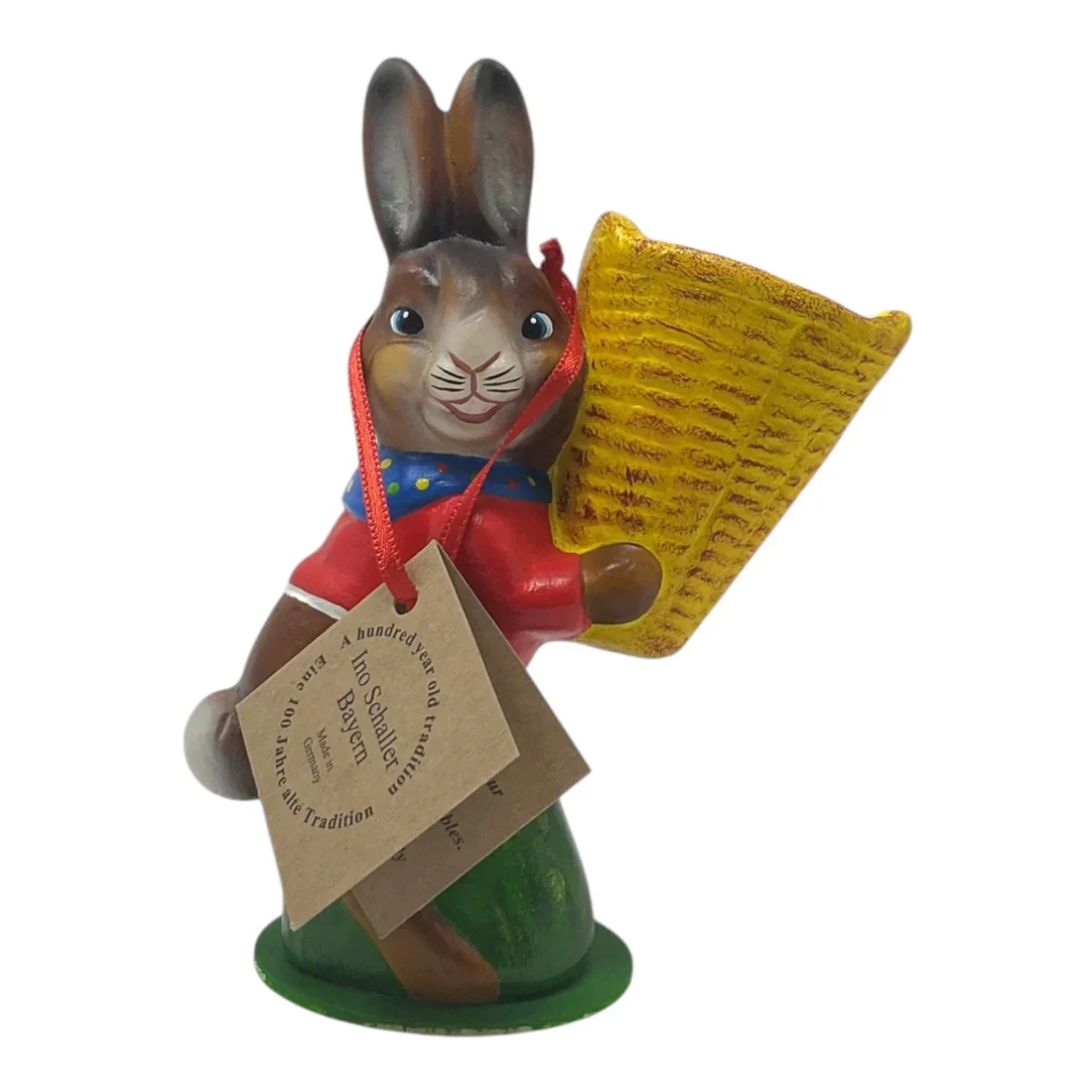 Ino Schaller Easter Bunny Rabbit With Yellow Basket German Paper Mache - Image 6