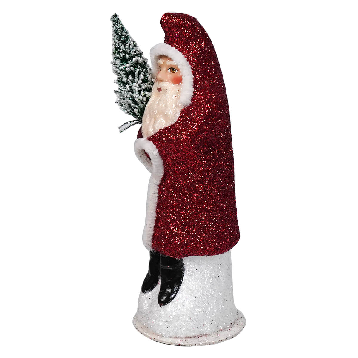Ino Schaller Glittered Red Coat Santa Holding Frosted Tree - Image 2