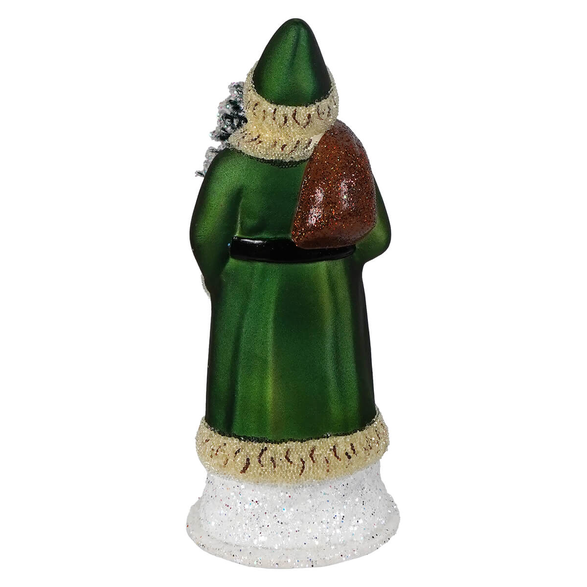 Ino Schaller Green Coat Beaded Santa Holding Frosted Tree - Image 3