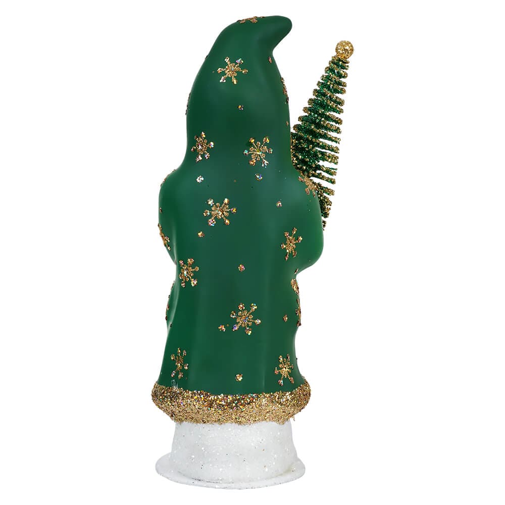 Ino Schaller Green Coat Santa With Gold Stars Holding Tree - Image 3