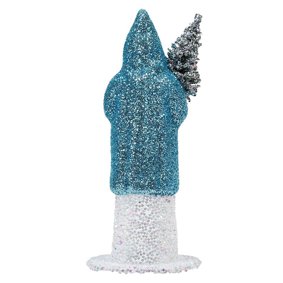 Ino Schaller Ice Blue Glitter Santa Holding Silver Tree - Image 3