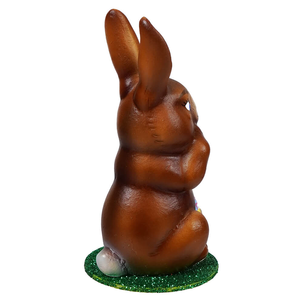 Ino Schaller Sitting Brown Easter Bunny Holding Yellow Basket Of Decorated Eggs - Image 3