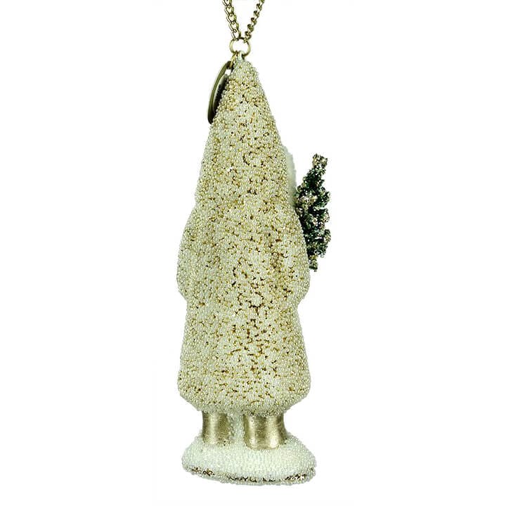 Ino Schaller Small White & Gold Beaded Santa Ornament - Image 2