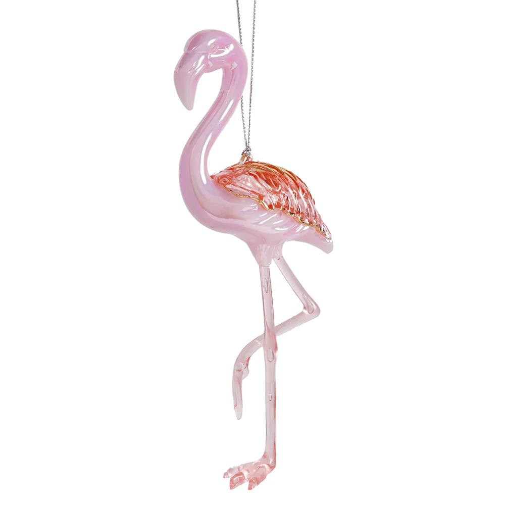Iridescent Flamingo With Gold Accents Ornament