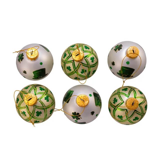 Irish Glass Ball Ornaments Set/6 - Image 2
