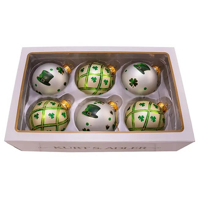 Irish Glass Ball Ornaments Set/6 - Image 3