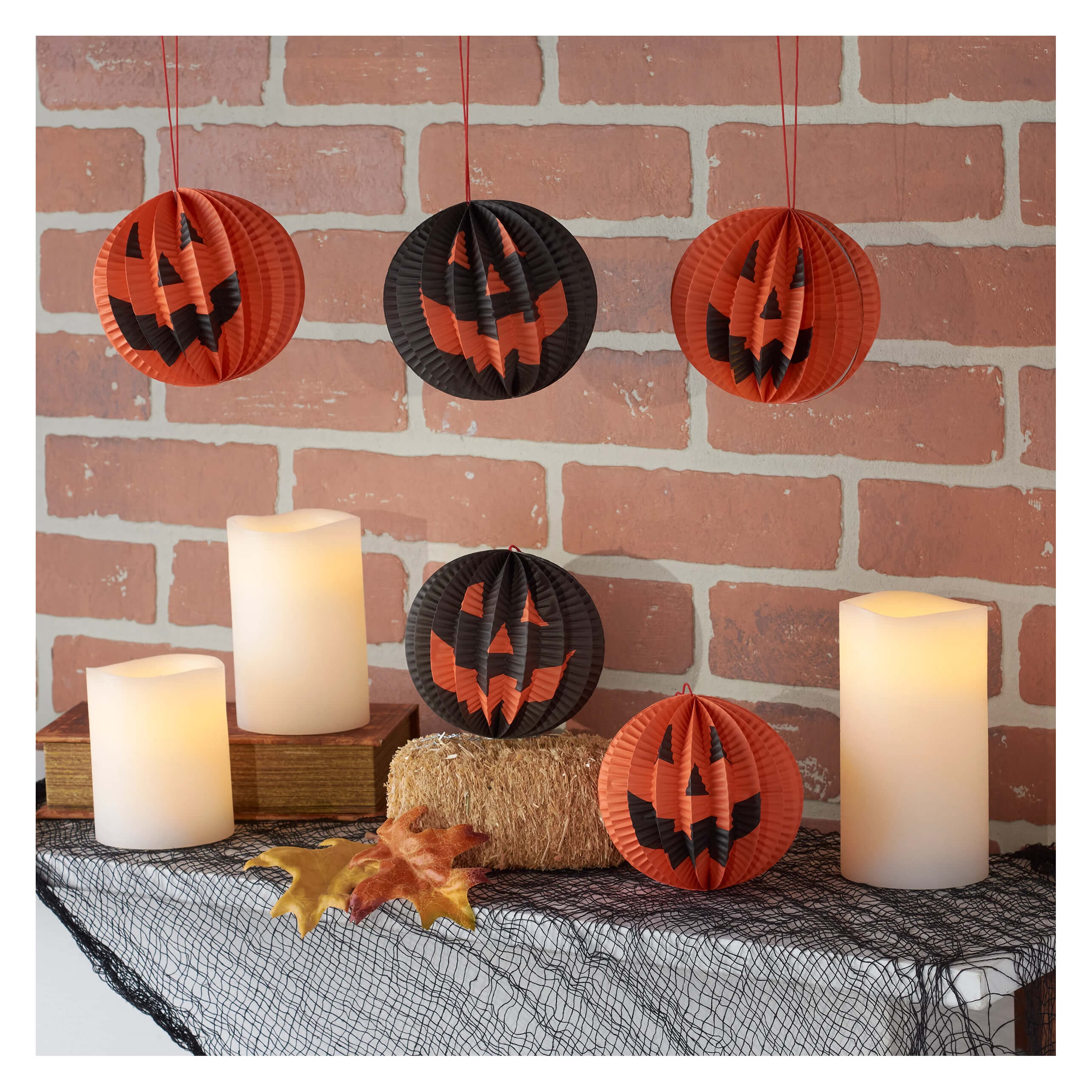 Jack-O'-Lantern Accordian Paper Hanging Decoration Set/5 - Image 2