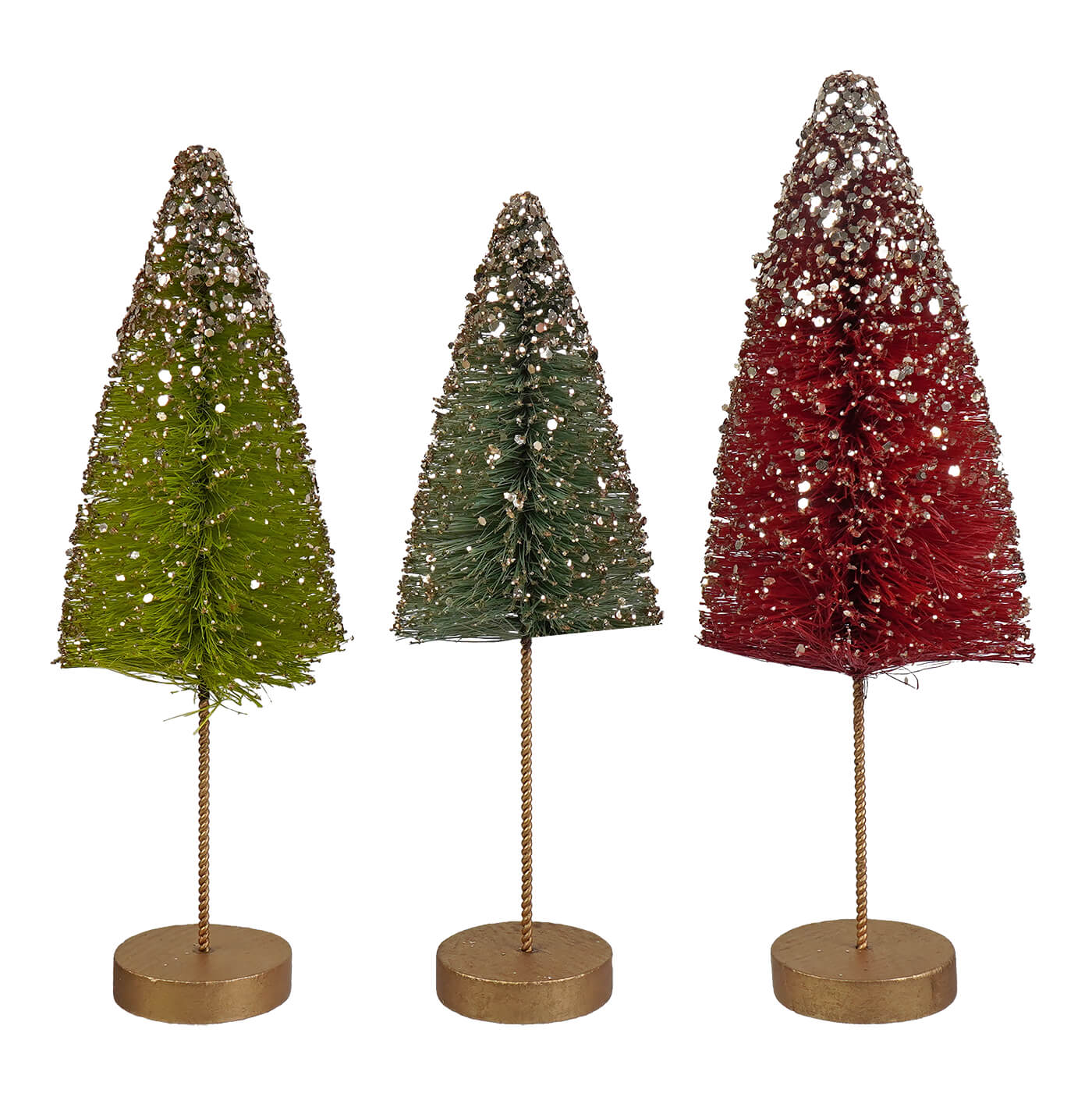 Jewel-Tide Long Stem Bottle Brush Trees Set/3