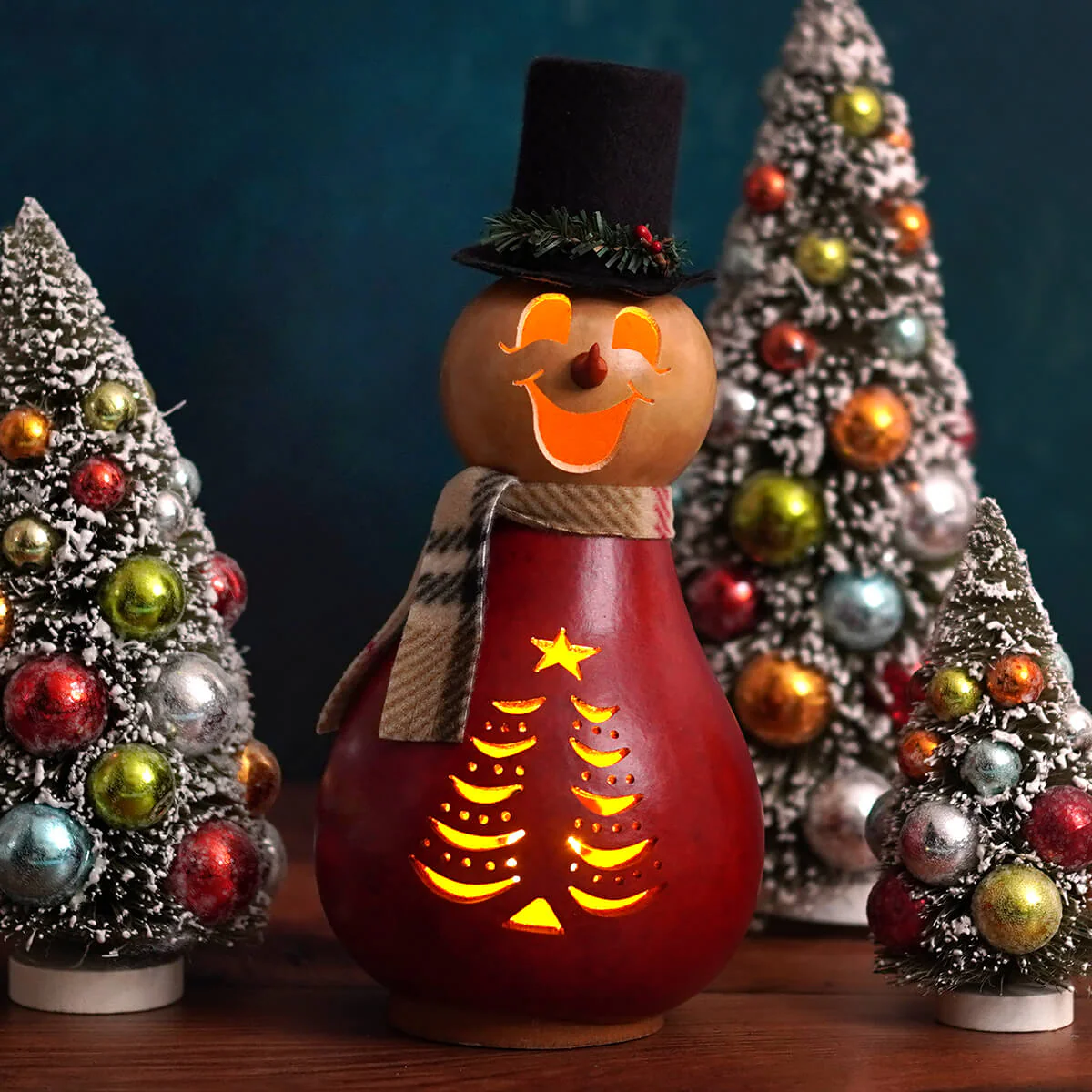 Joel - Lighted Small Christmas Tree Snowman Gourd - Image 3