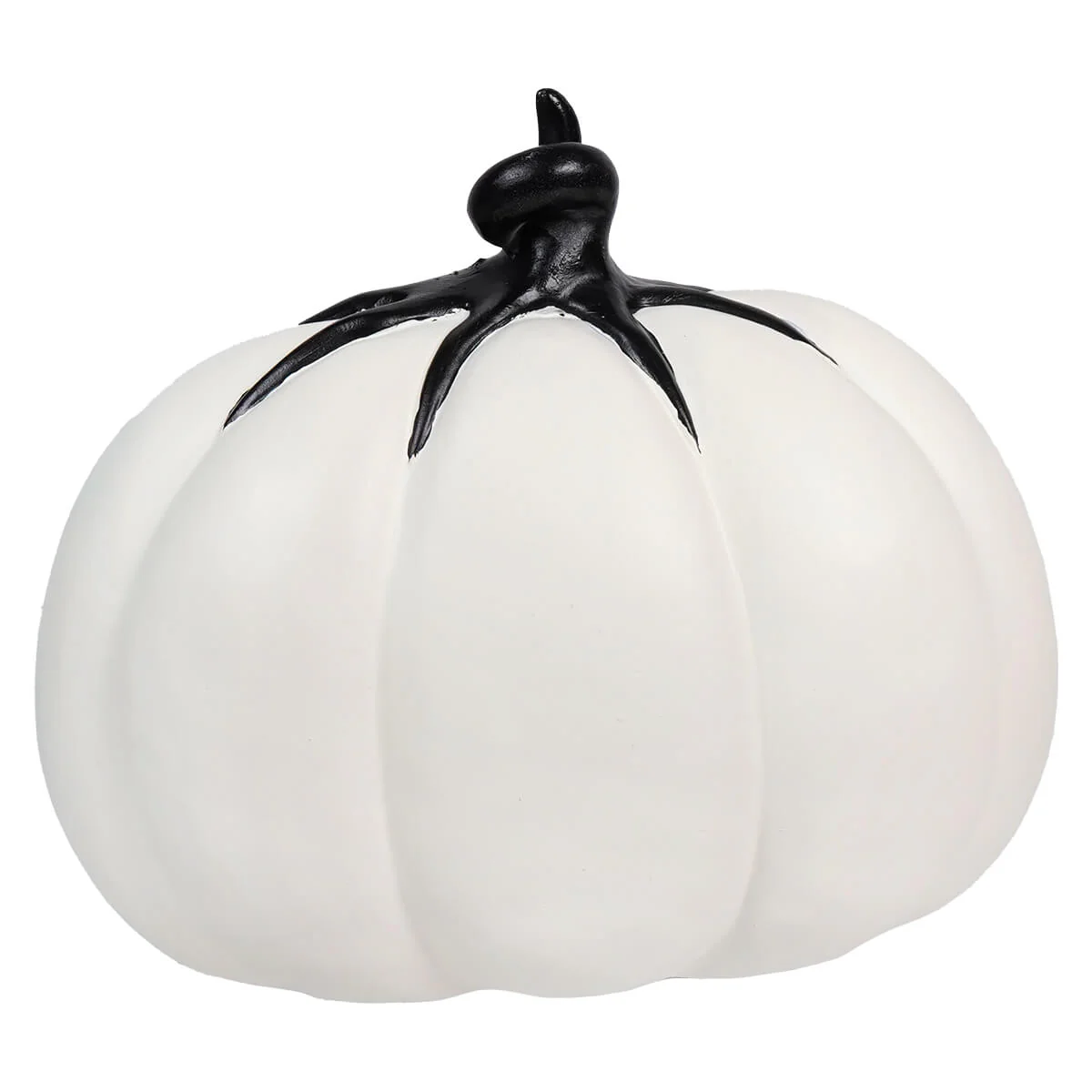 Lighted Black & White Filigree Skull Pumpkin - Image 3