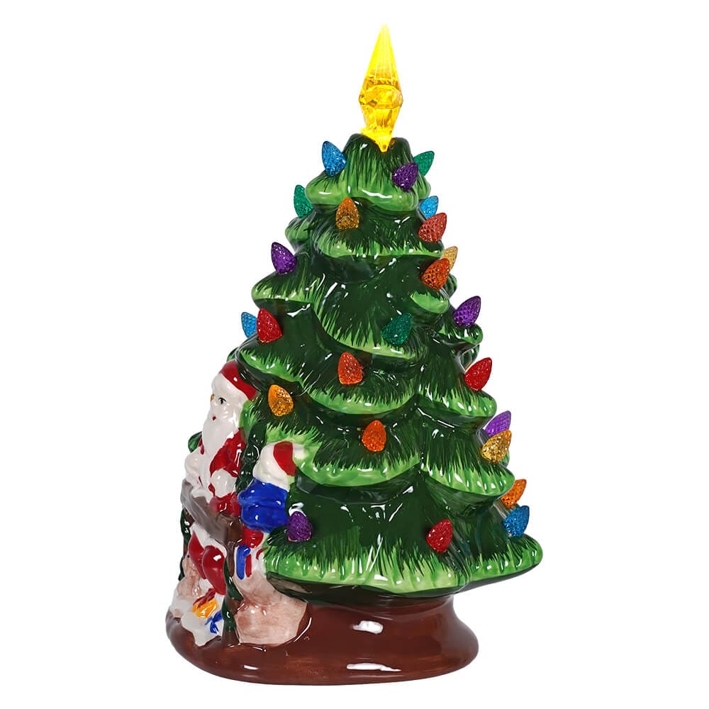 Lighted Ceramic Christmas Tree With Santa - Image 2