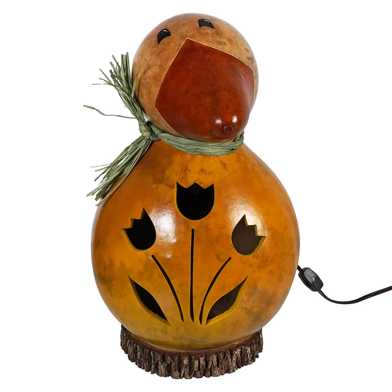 Lighted Extra Large Dillard Duck Gourd With Tulip Cutout