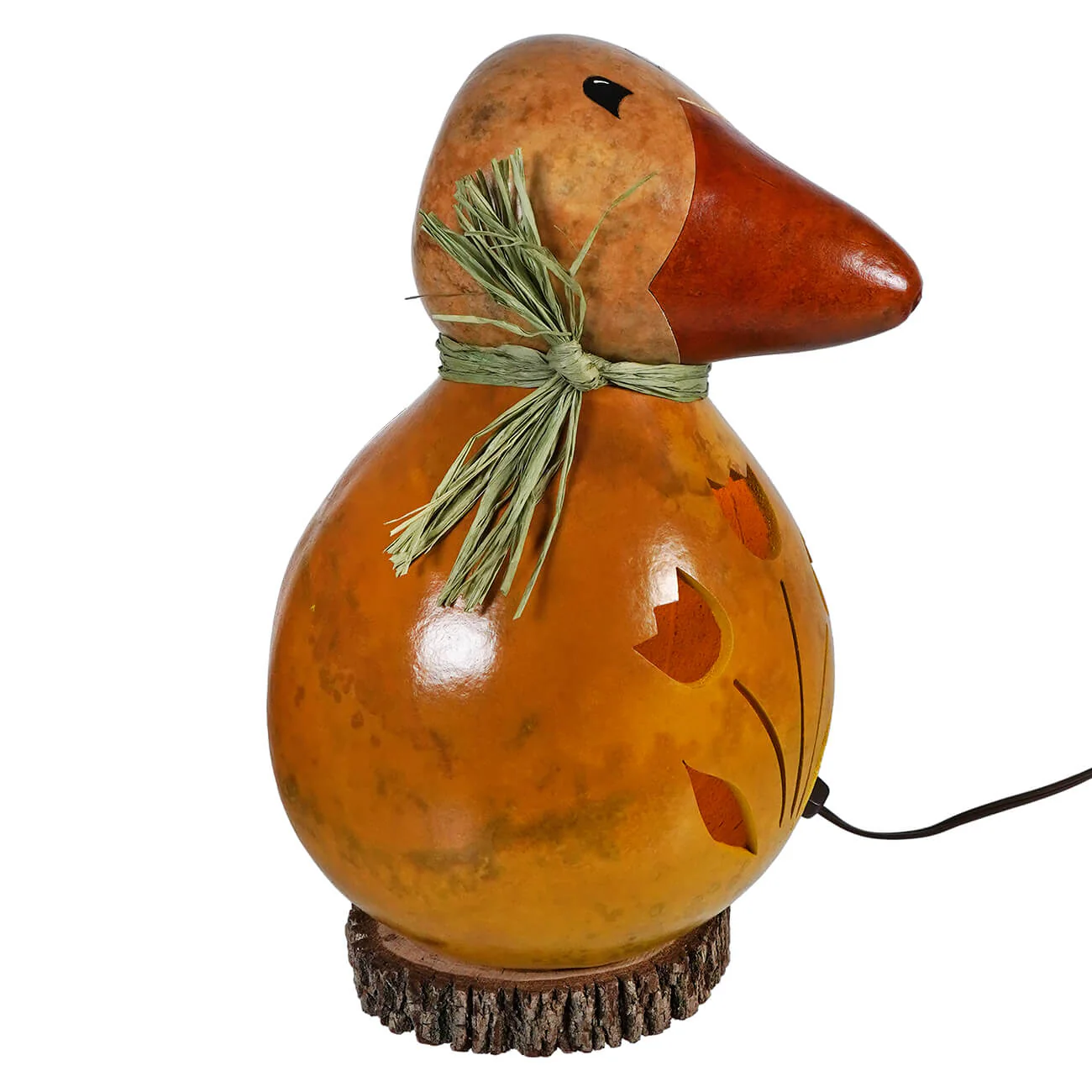 Lighted Extra Large Dillard Duck Gourd With Tulip Cutout - Image 3