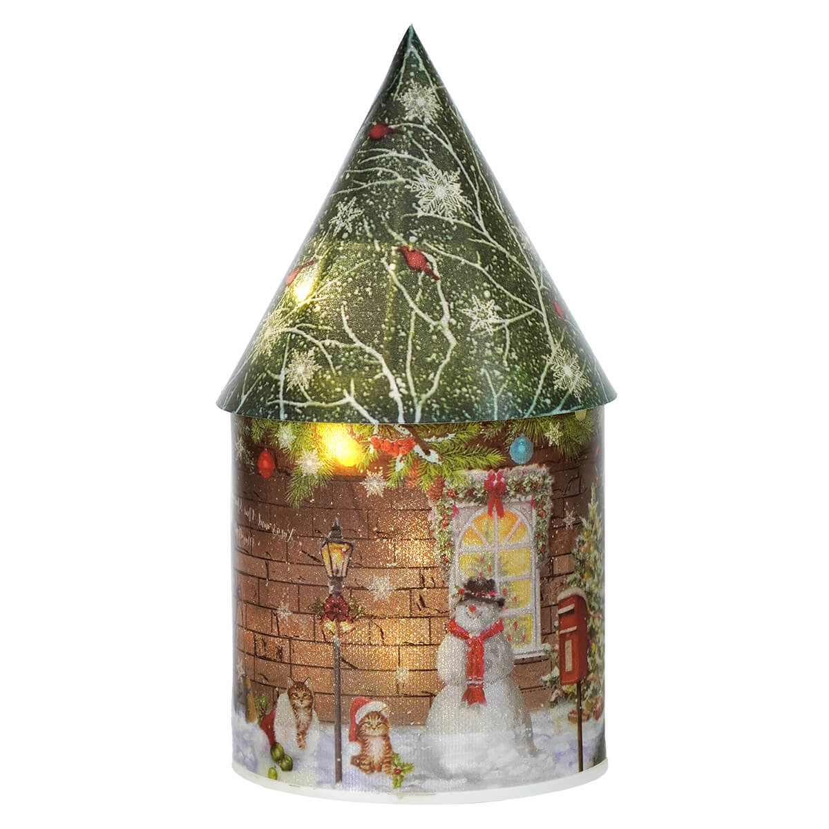 Lighted Holiday Design Green House Luminary With Timer - Image 2