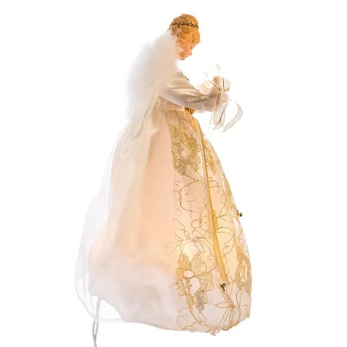 Lighted Ivory & Gold Angel Tree Topper - Image 3
