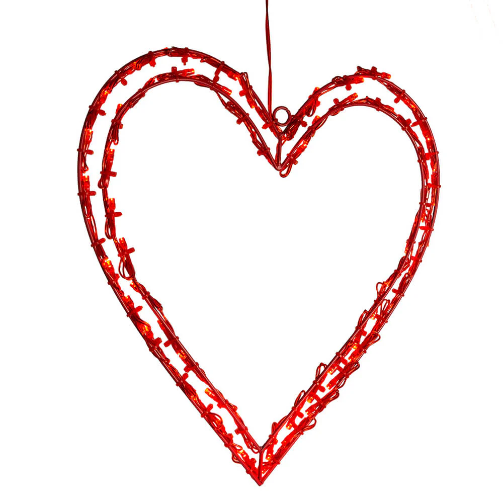 Lighted LED Red Heart Window Decor - Image 2