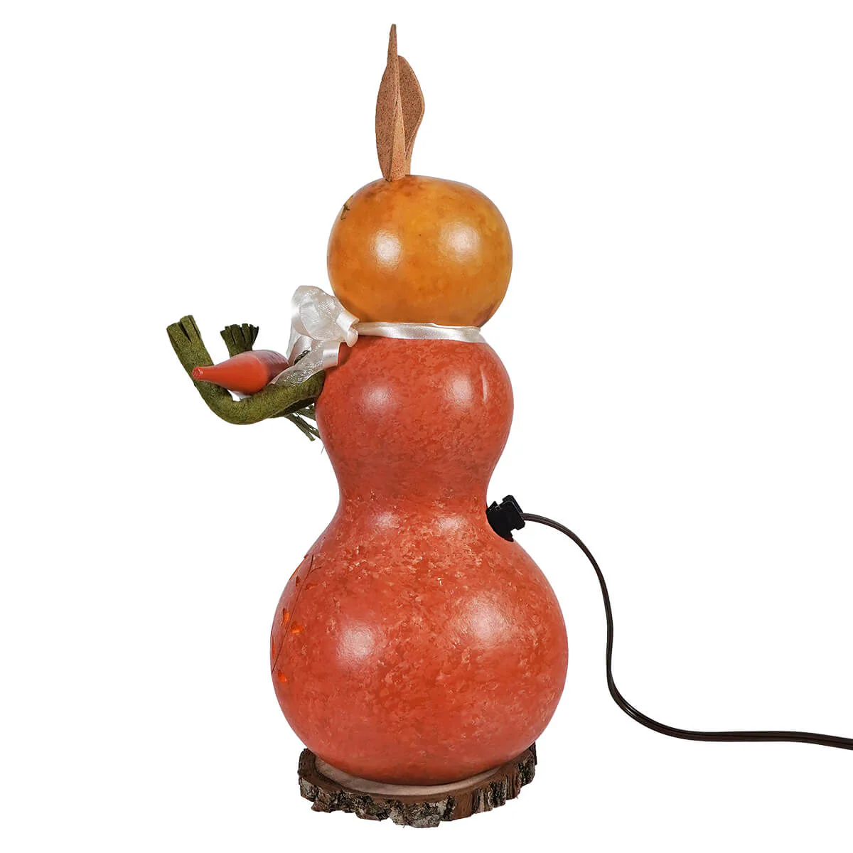 Lighted Orange Willow Bunny Gourd With Tulip Cutout Holding Carrot - Image 3