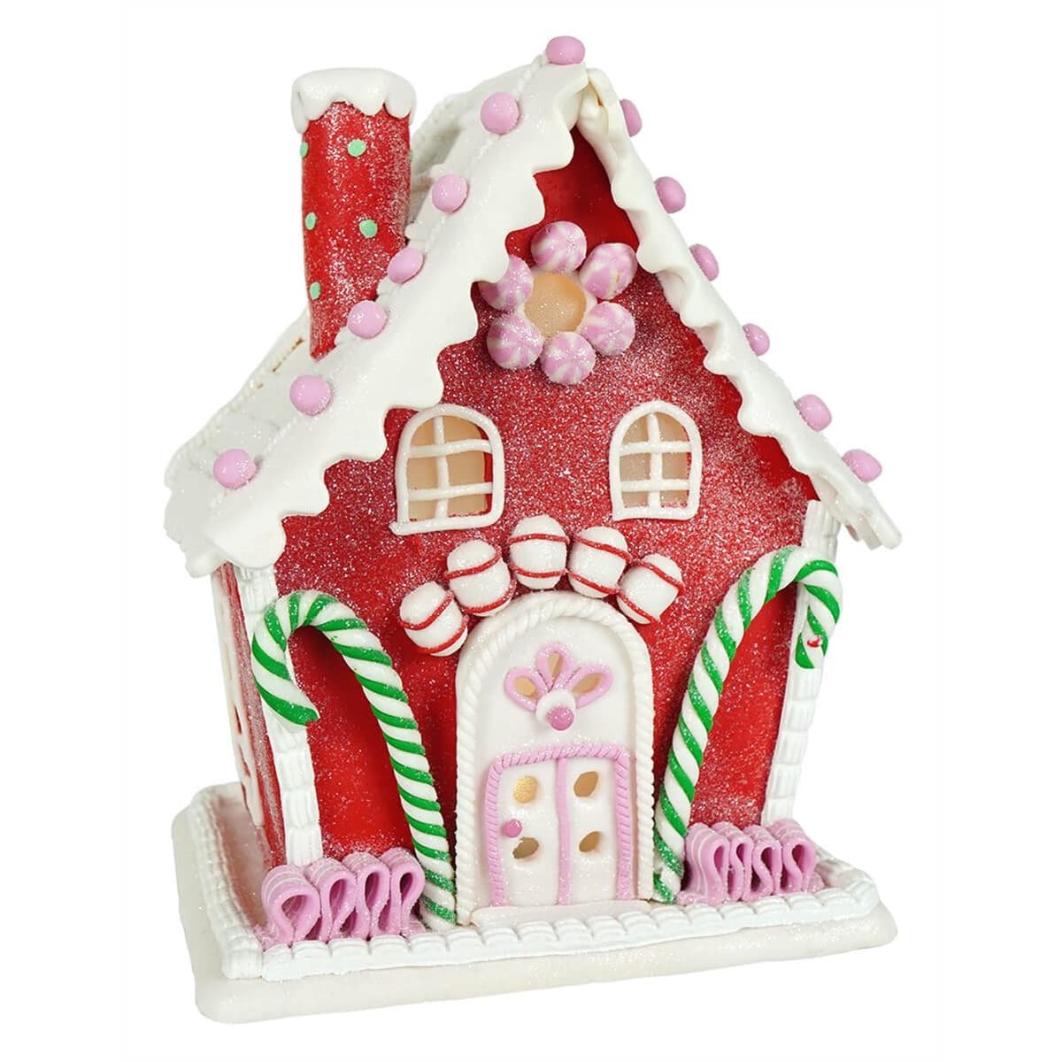 Lighted Red Claydough Candy House With Timer