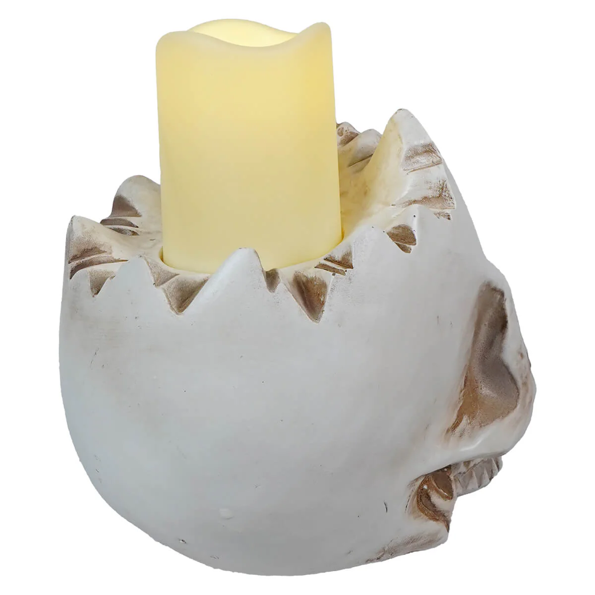 Lighted Red Eyes Resin Halloween Skull Decor With LED Candle - Image 4
