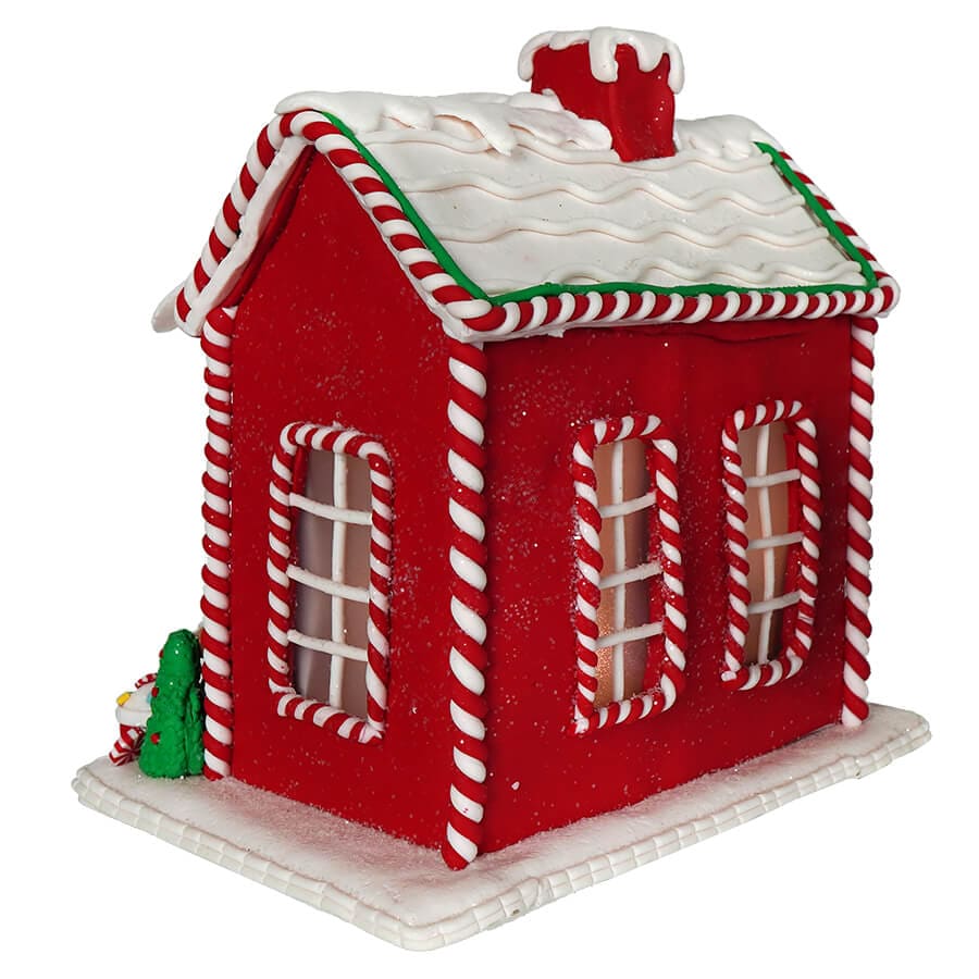 Lighted Red Gingerbread Candy House - Image 3