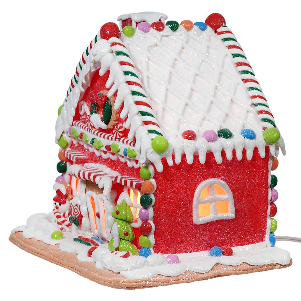 Lighted Red Gingerbread House - Image 2