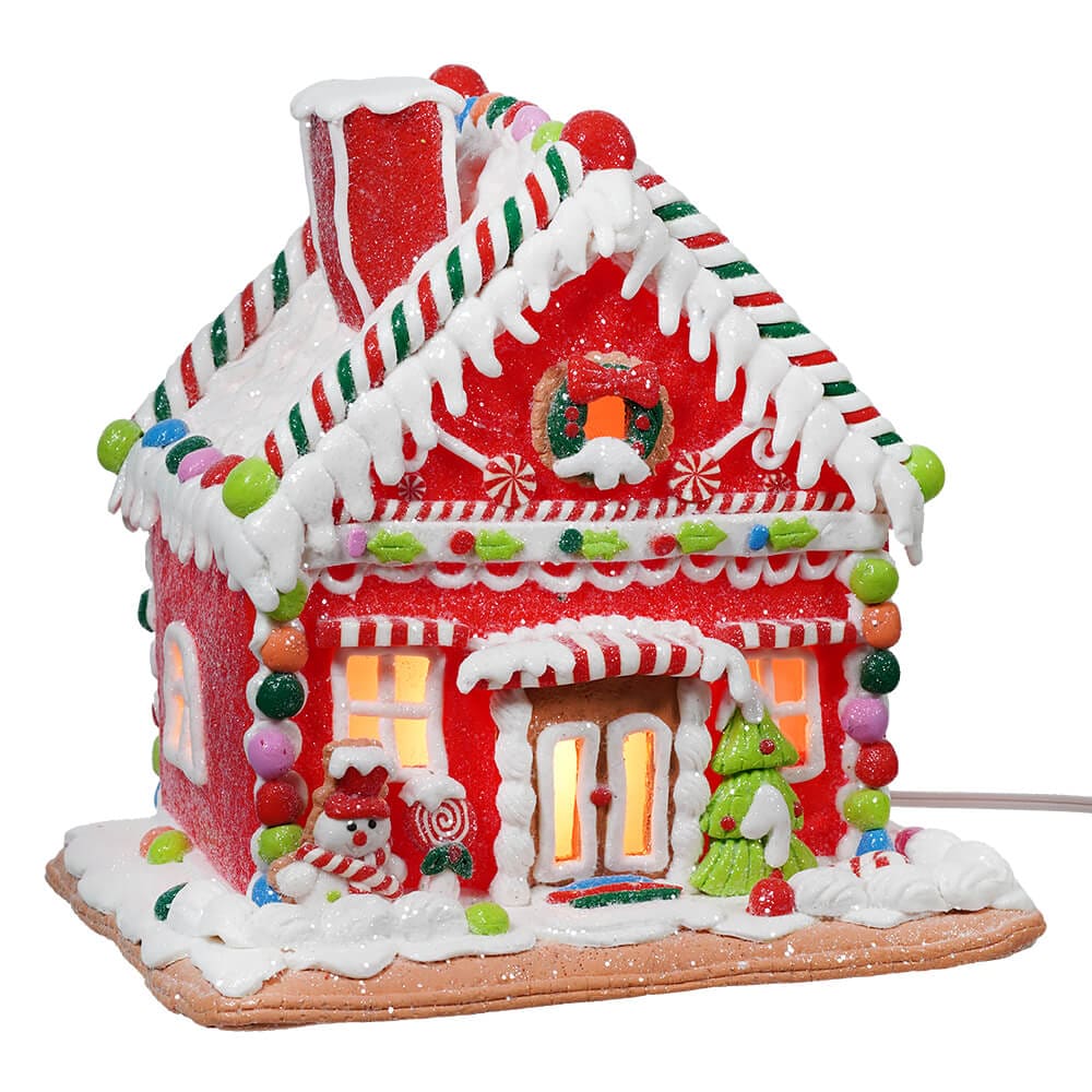 Lighted Red Gingerbread House - Image 3