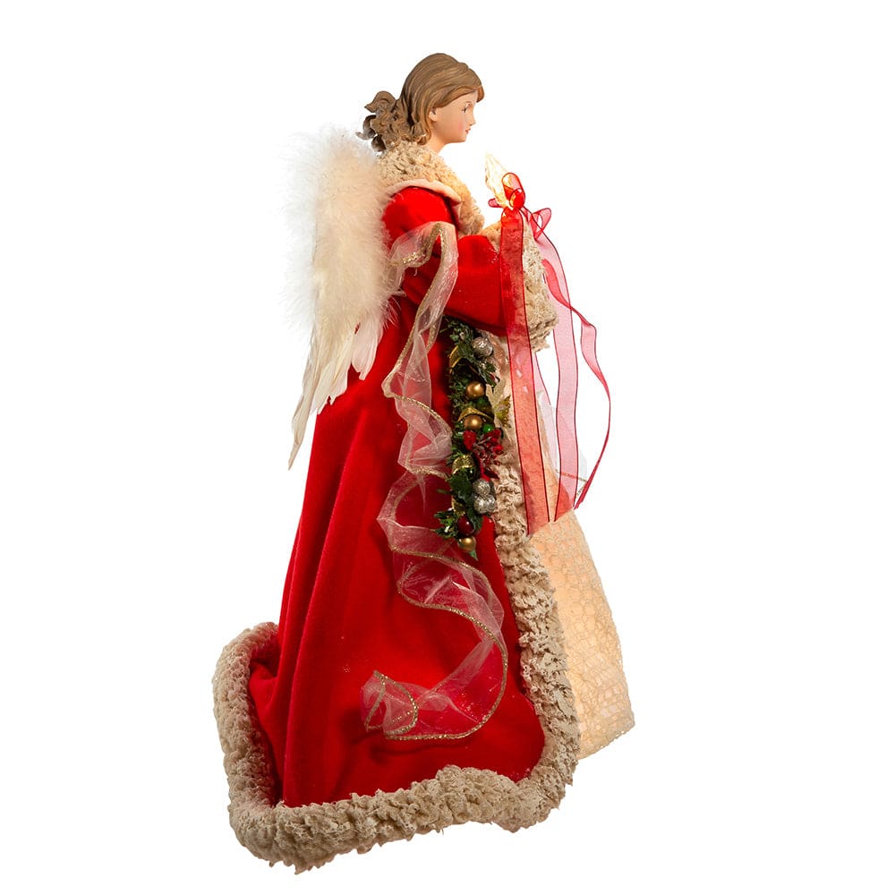 16" UL 10-Light Red & Ivory Angel Tree Topper - Image 3