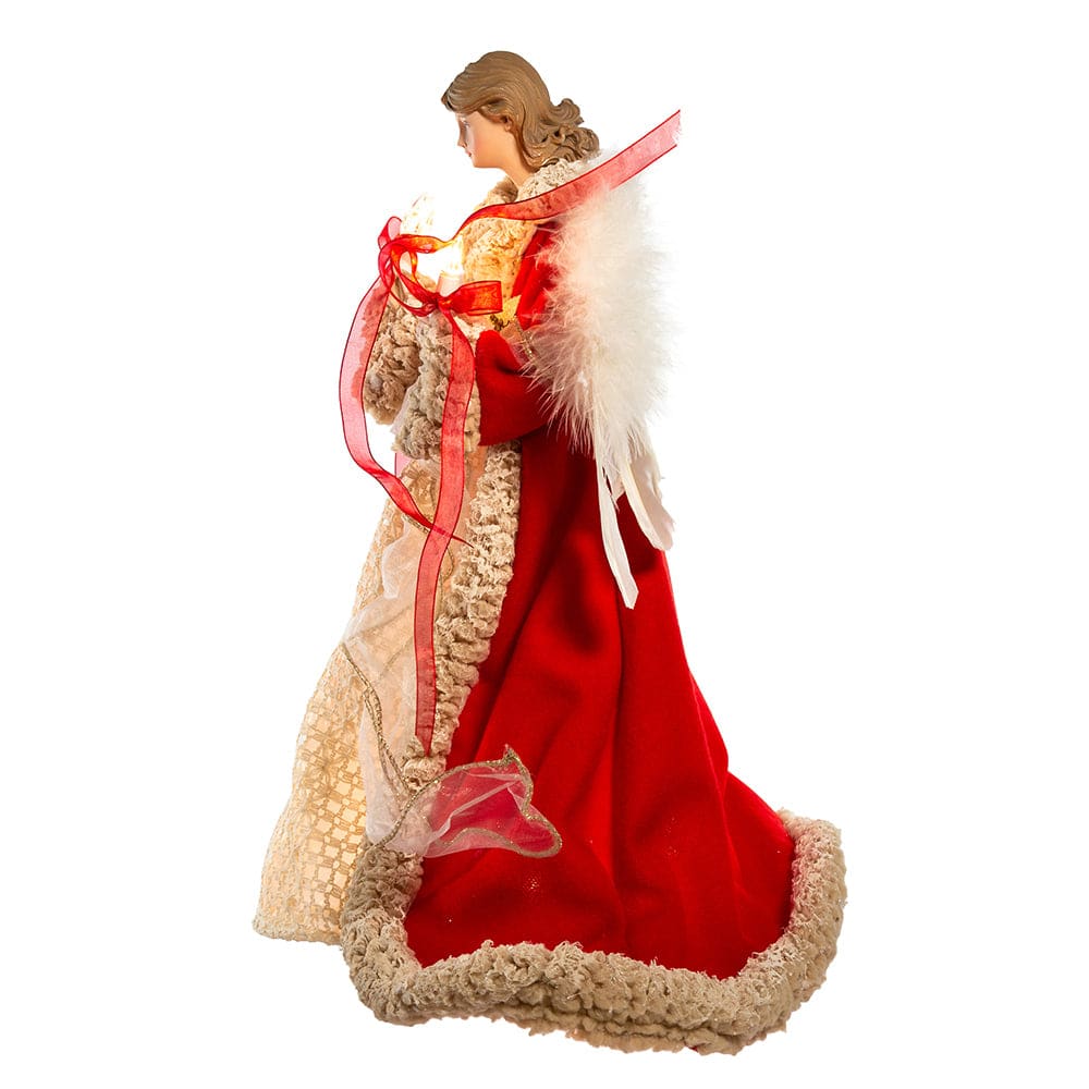 16" UL 10-Light Red & Ivory Angel Tree Topper - Image 4