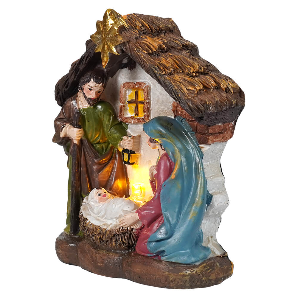 Lighted Resin Holy Family Manger Scene - Image 2