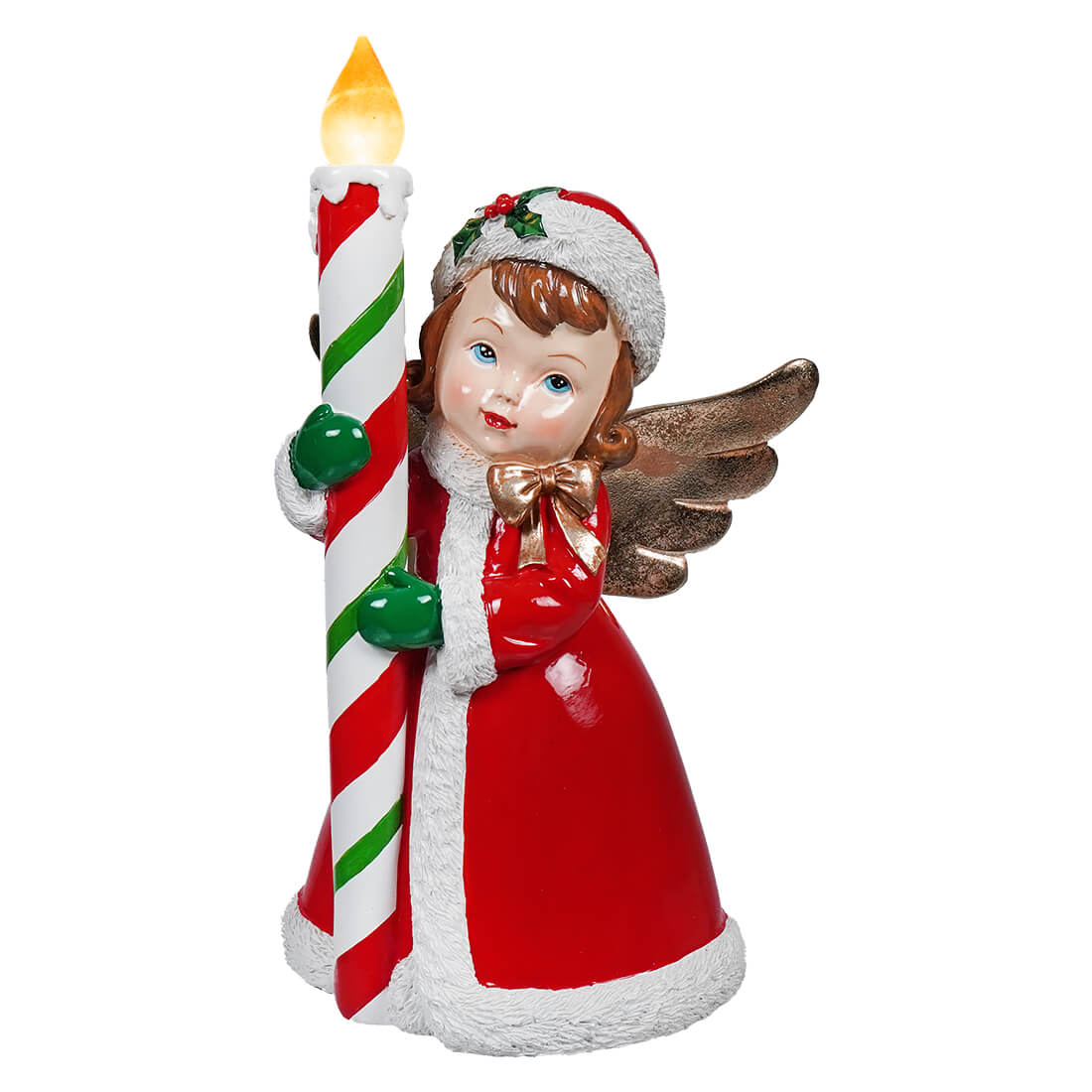 Lighted Retro Angel Holding Candle