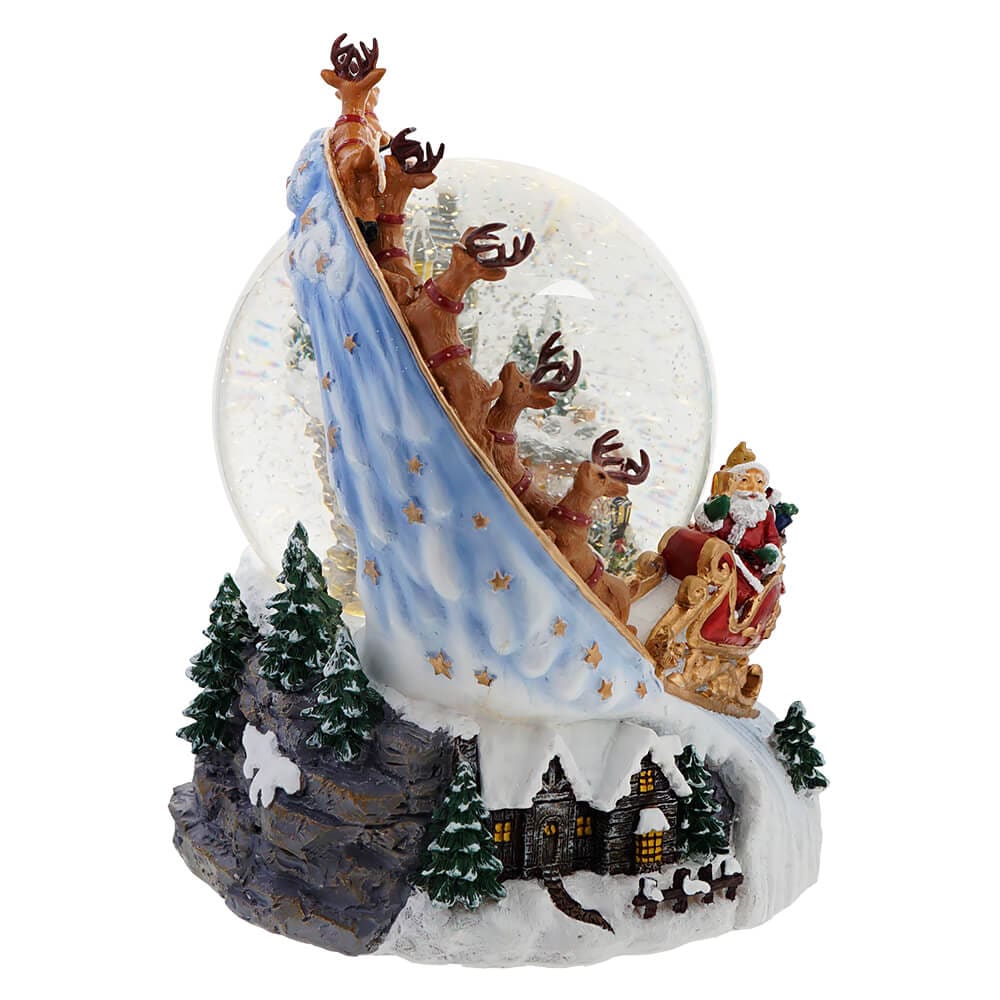 Santa Sleigh Lighted Swirling Glitter Water Globe - Image 2