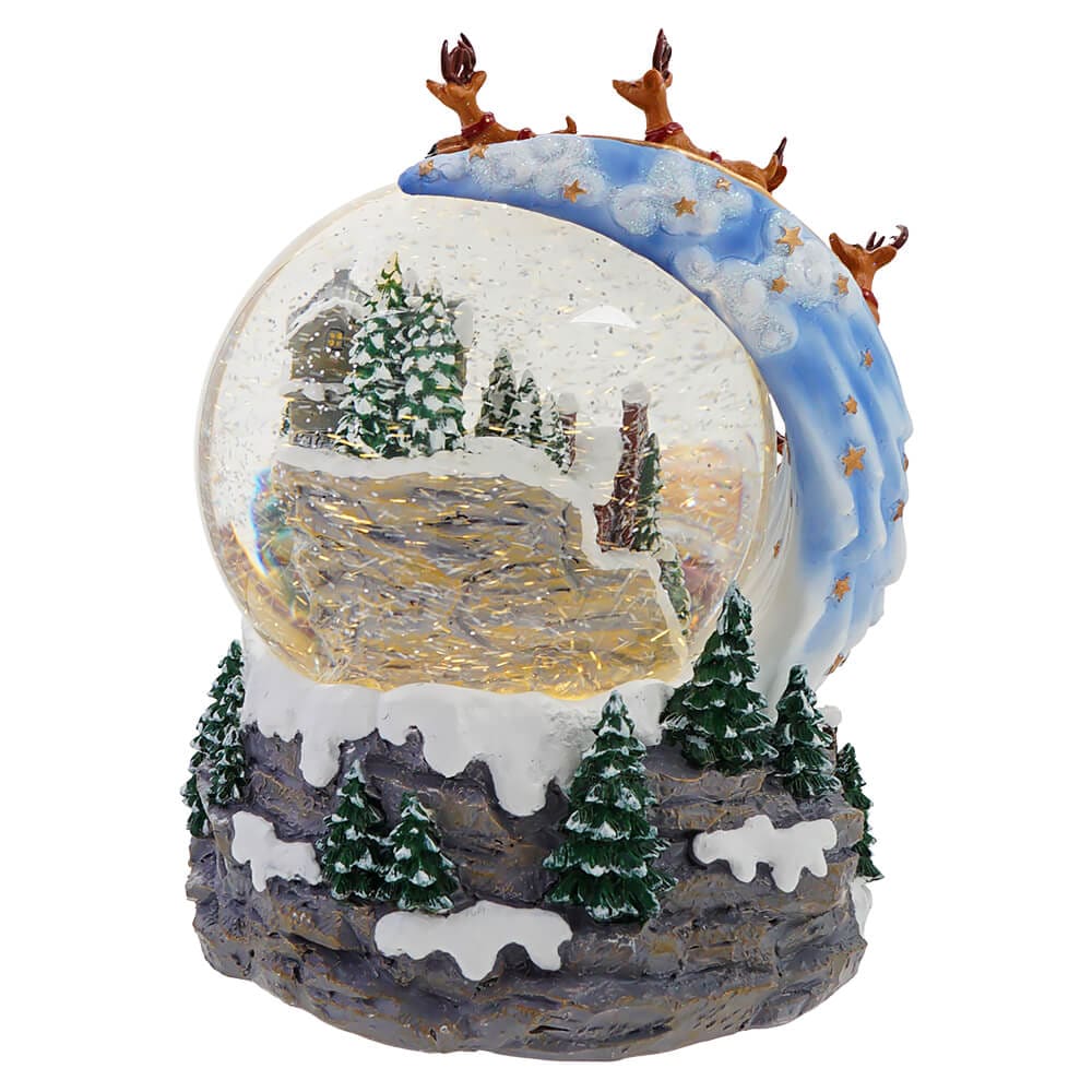 Santa Sleigh Lighted Swirling Glitter Water Globe - Image 3