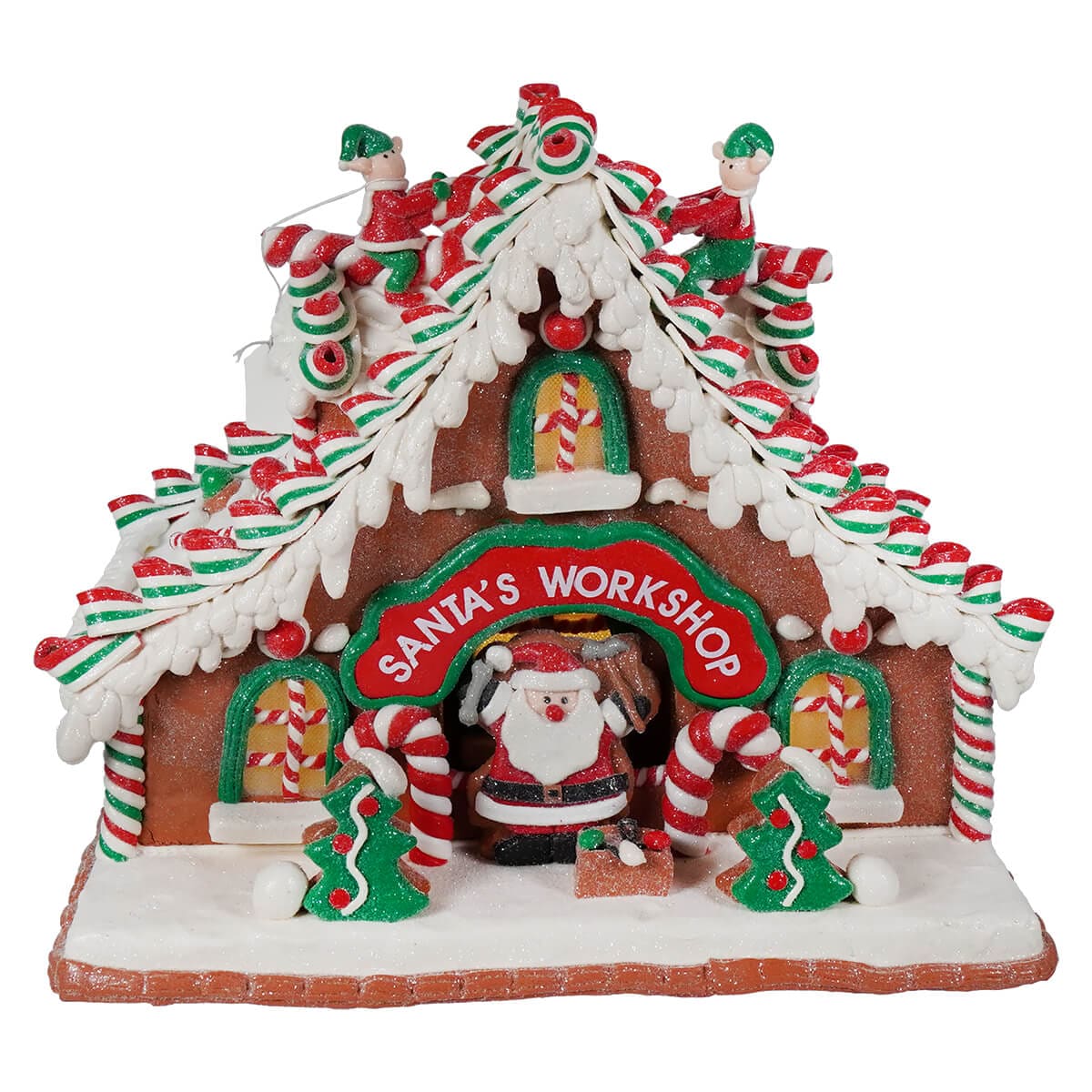 Lighted Santa's Workshop Claydough Gingerbread House