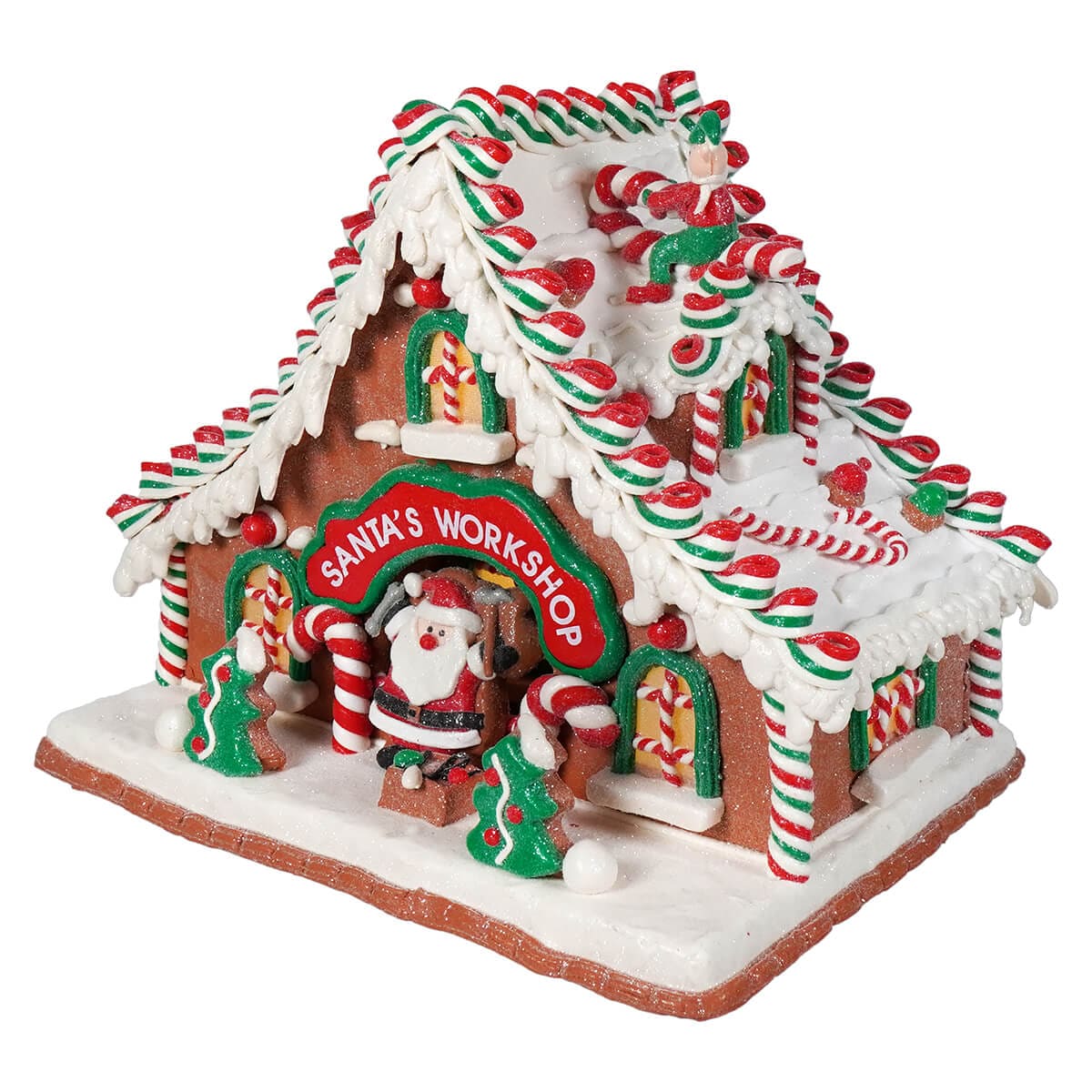 Lighted Santa's Workshop Claydough Gingerbread House - Image 2