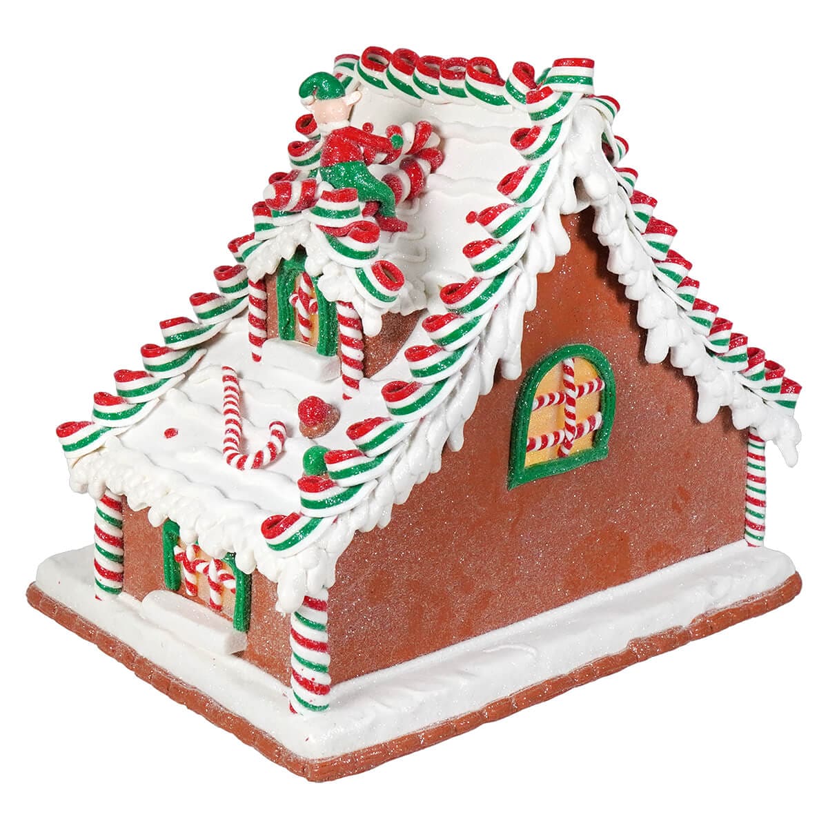 Lighted Santa's Workshop Claydough Gingerbread House - Image 3