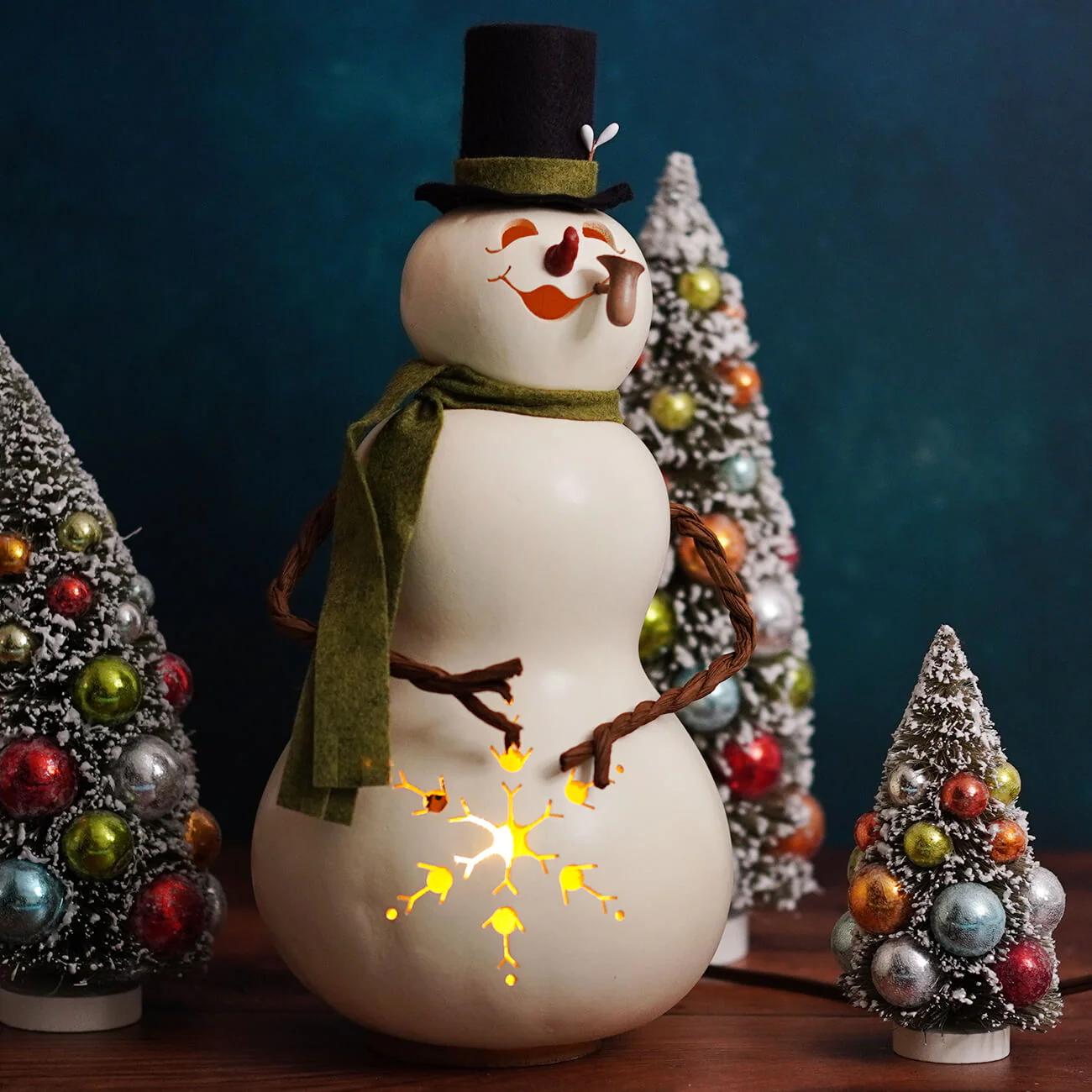 Meadowbrooke - Lighted Medium Tall Snowflake Snowman Gourd - Image 3