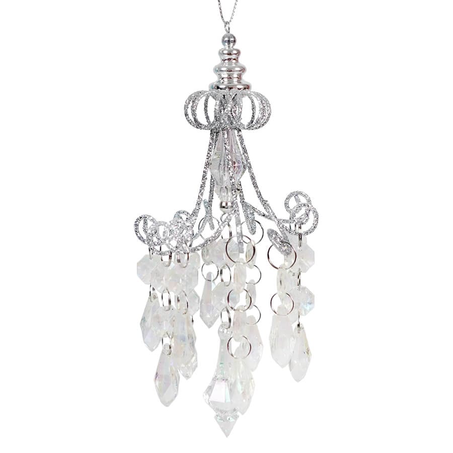 Metal Opalescent Chandelier With Gemstones Ornament