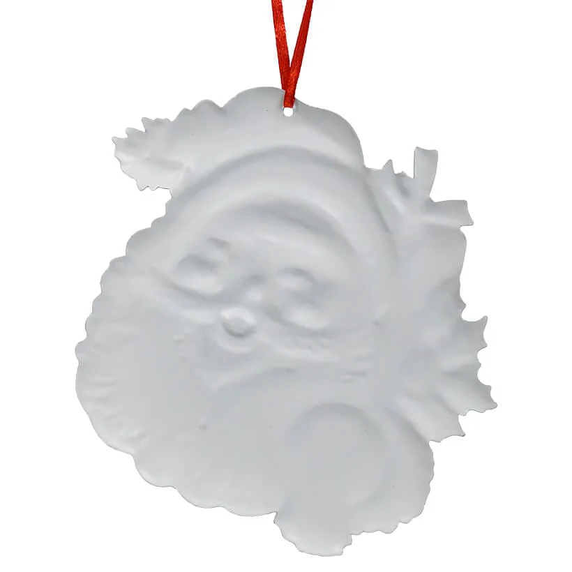 Metal Santa Head With Holly Ornament - Image 2