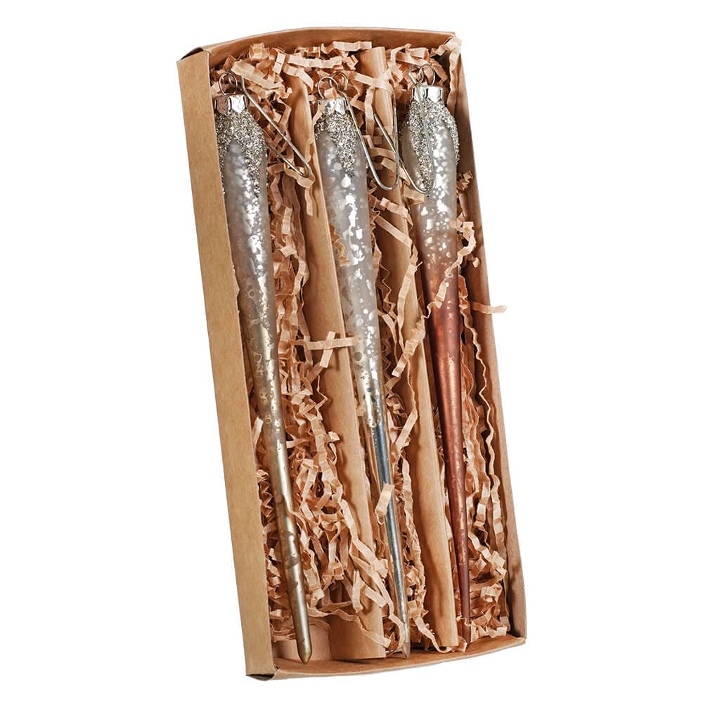 Metallic Ombre Icicle Ornaments Set/3 - Image 2