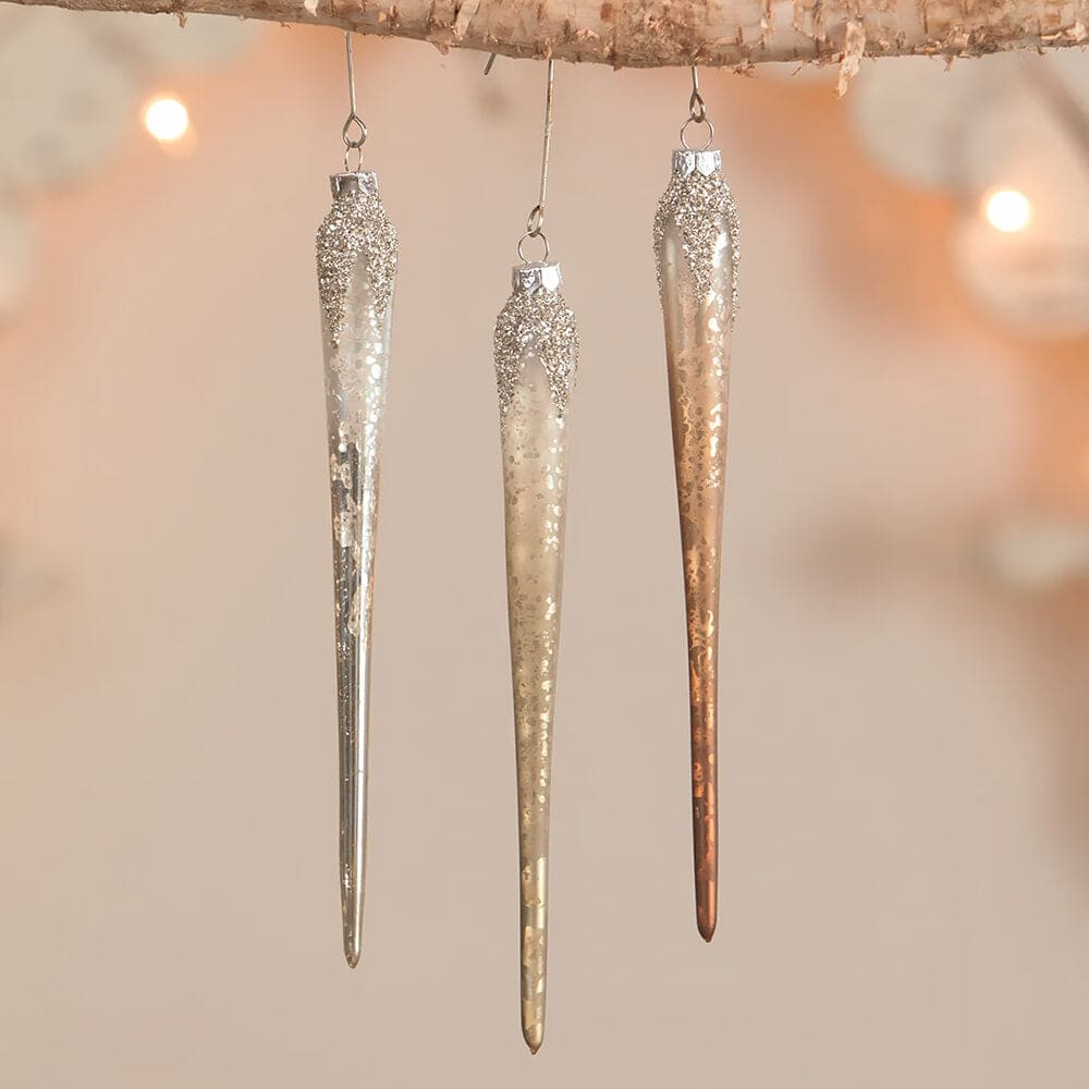 Metallic Ombre Icicle Ornaments Set/3 - Image 3