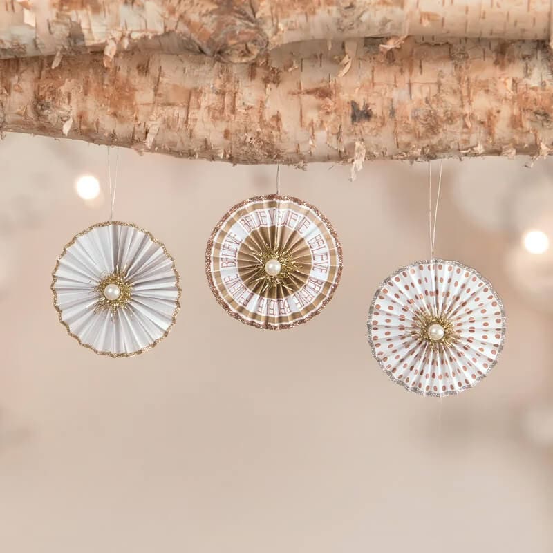 Metallic Rosette Ornaments Set/3 - Image 3