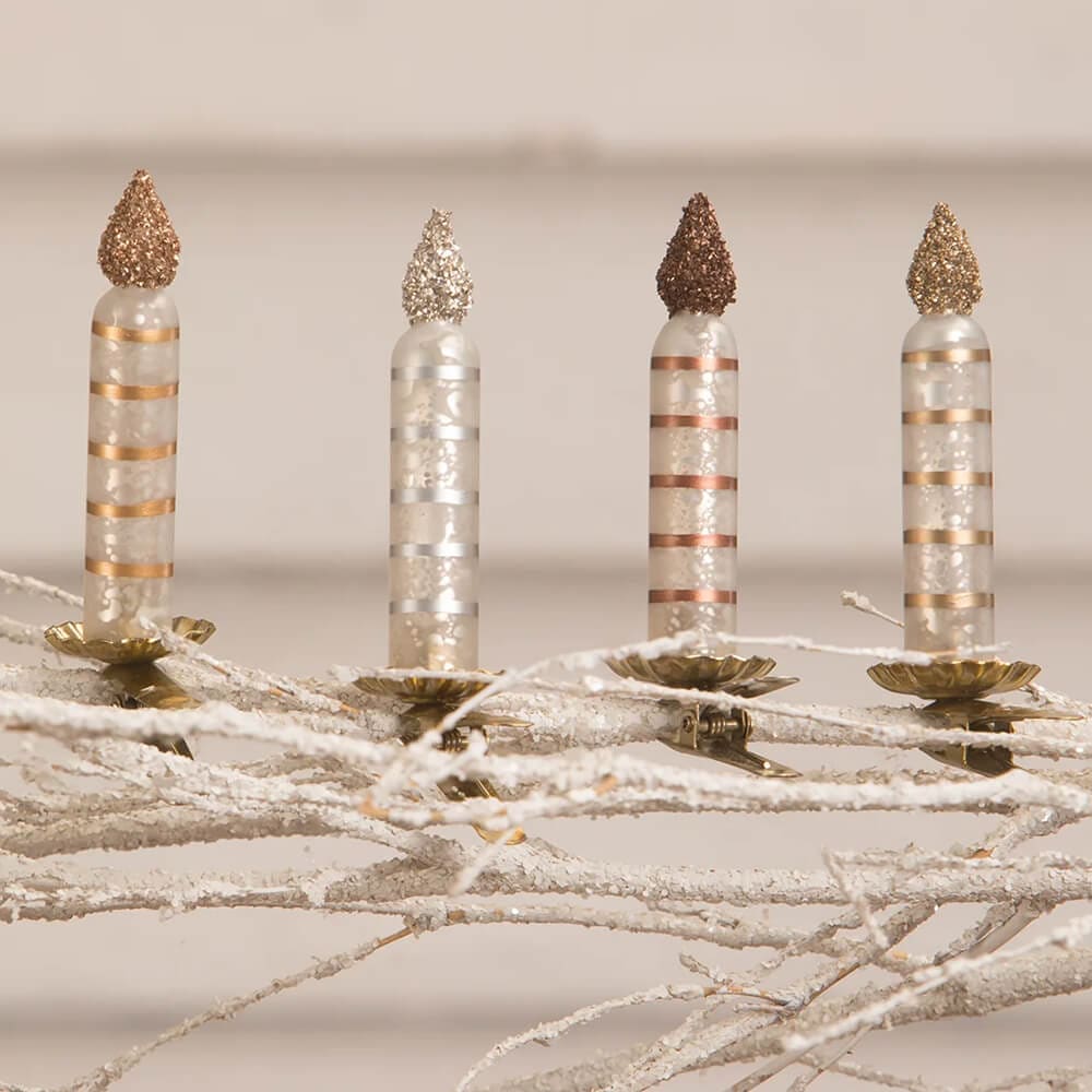 Metallic Striped Candle Ornaments Set/4 - Image 3