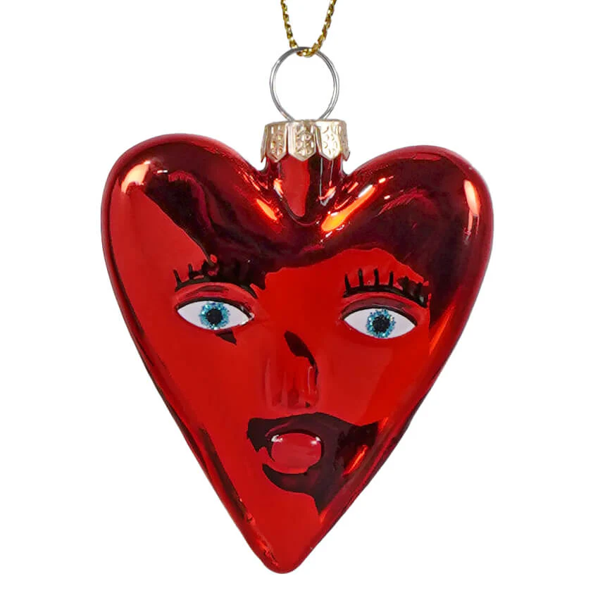 Mi Amor Heart Glass Ornament
