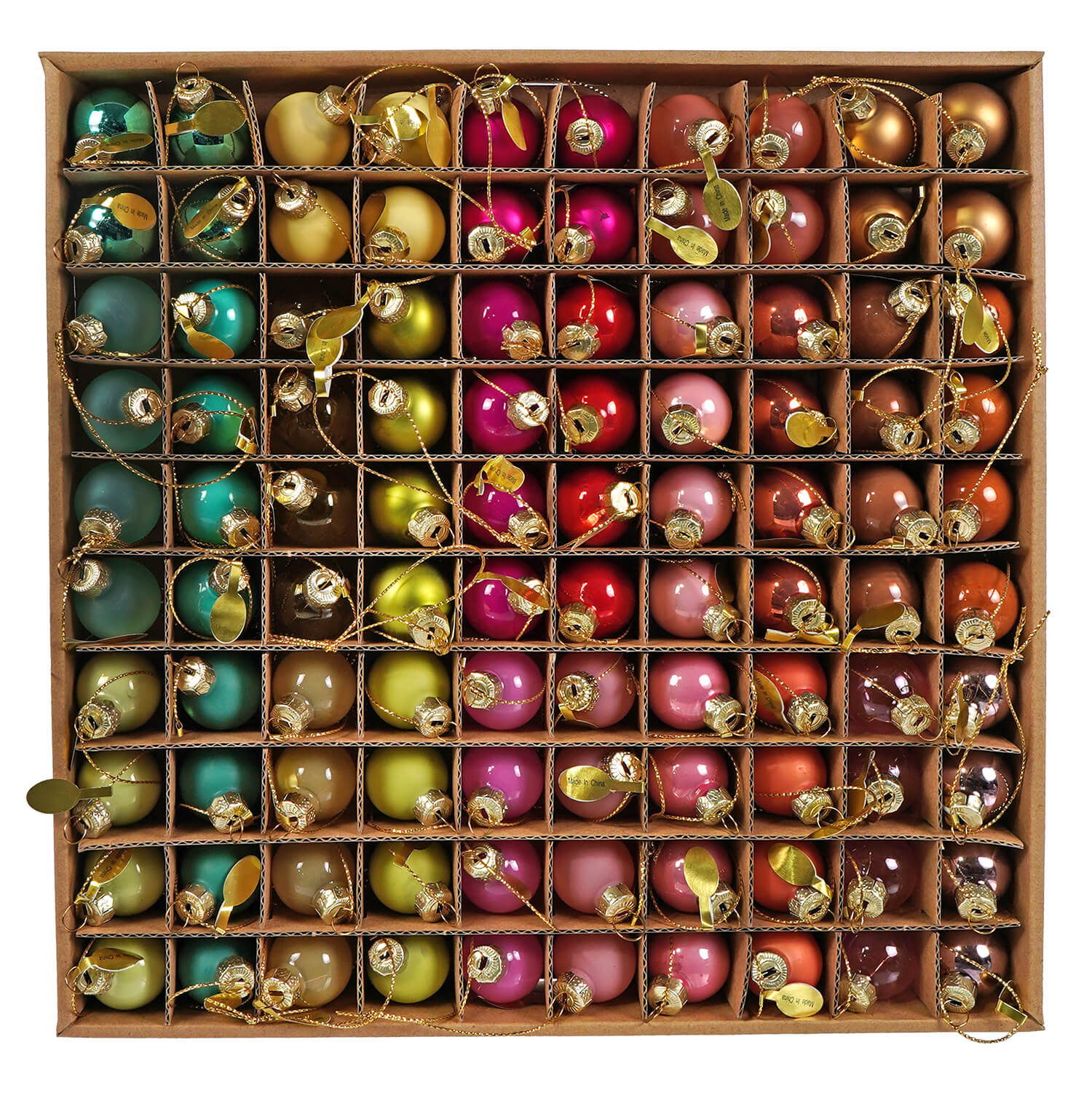 Mini Merriment Multicolored Ornaments Boxed Set/100